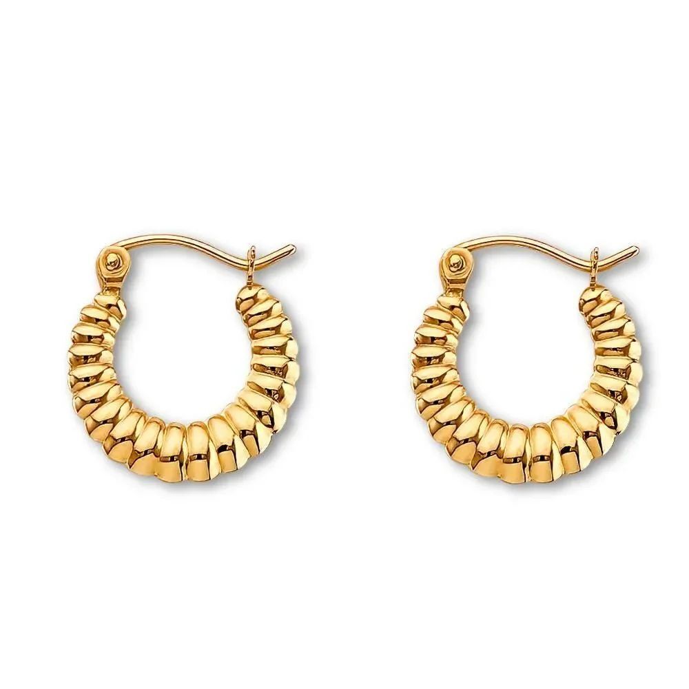 14K Yellow Gold Hollow Hoop Earrings By Tehrani Jewelry